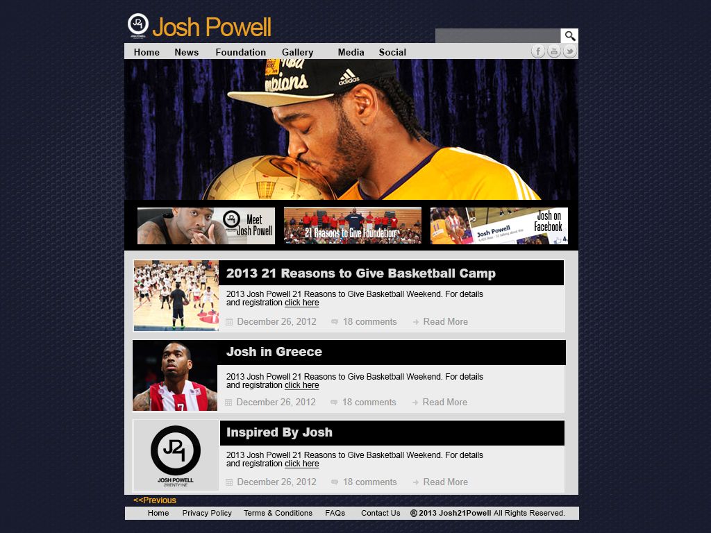 custom website 2X NBA Champion Josh Powell