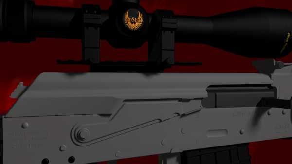 AK-47 rifle model for animation showing the inner 
