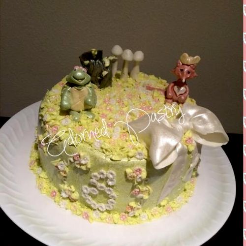 Baby Shower Cake with Custom Animals Molded to Mat