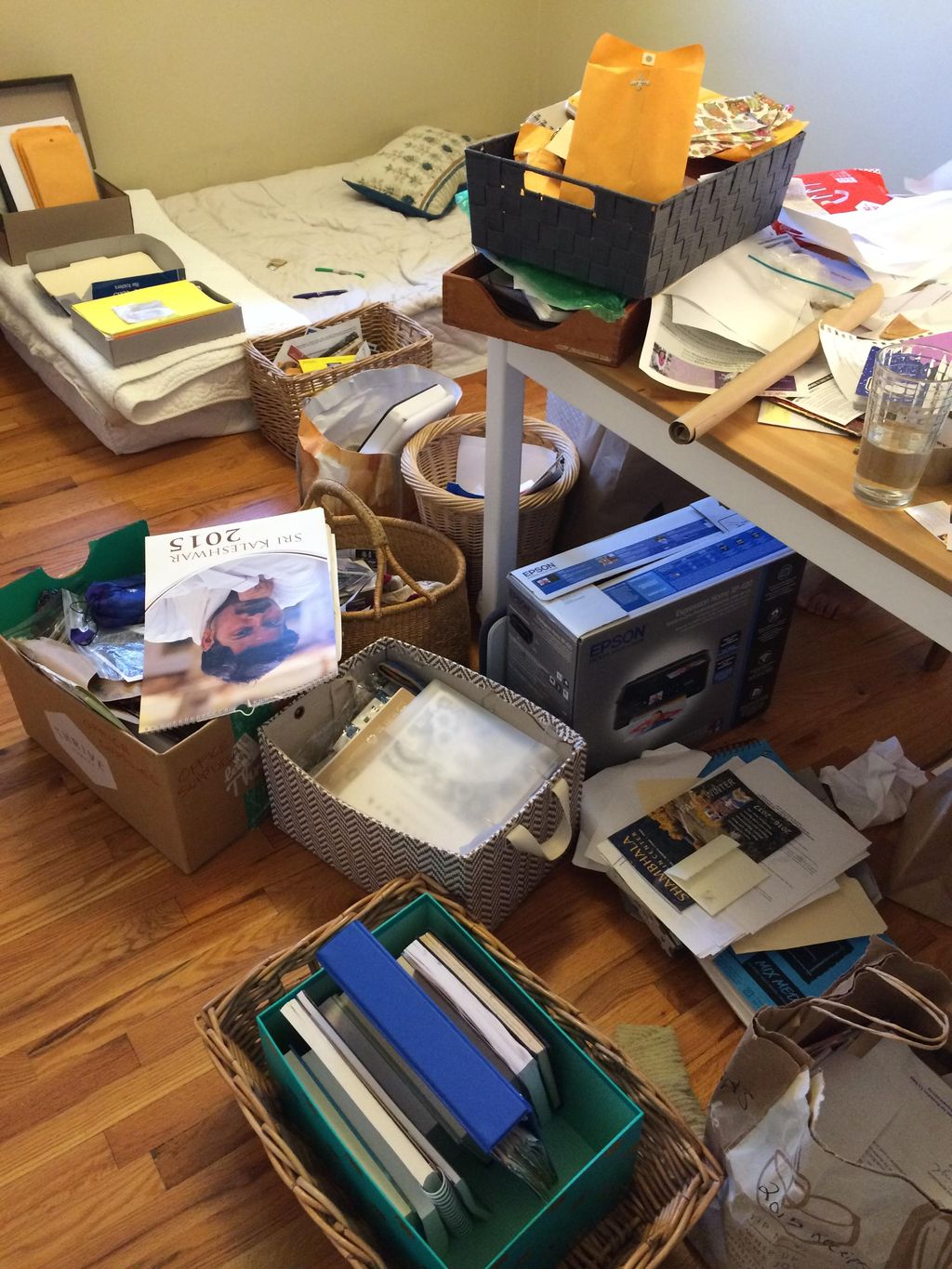 BEFORE: Small guest room/office organization and r