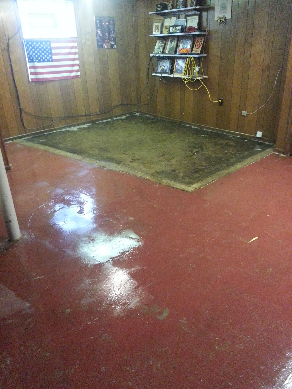 Before picture of basement floor