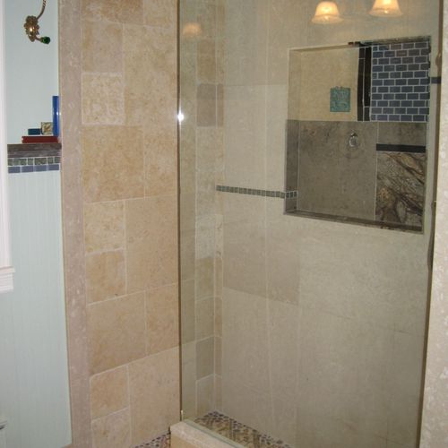 Bathroom remodel: All stone, curb less door less s