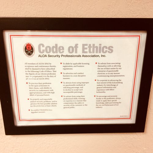 Here is our Code of Ethics.