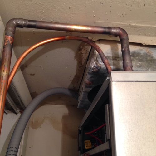 Add and braze pipe for indoor air handler