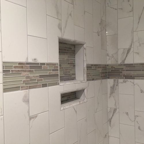 Beautiful tile installed in bathroom remodel