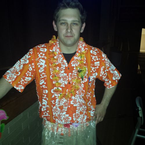 Zach at a school dance (Hawaiian themed)