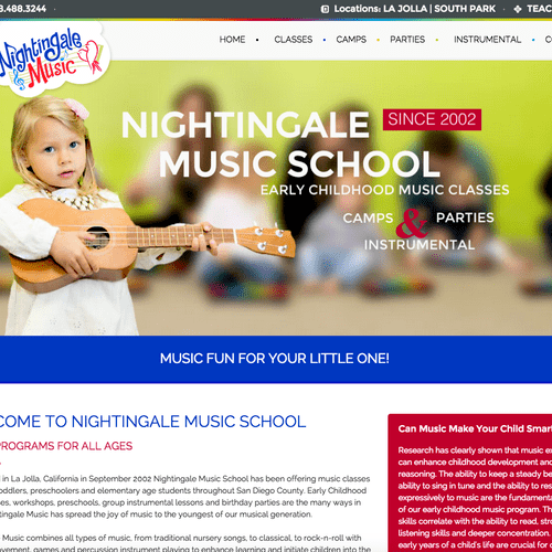 Website for local Music School. Website redesign, 
