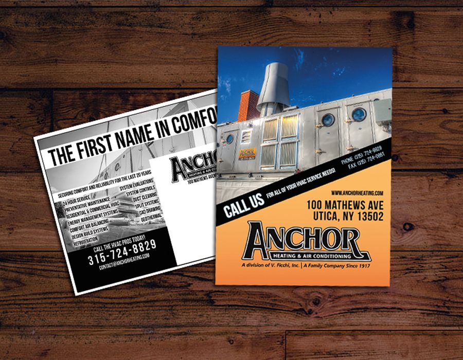 Print postcard for HVAC company, Anchor Heating - 