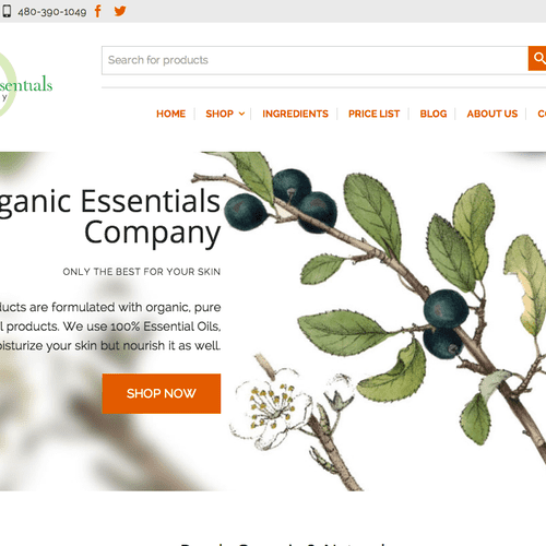 Organic Skin Care Ecommerce website