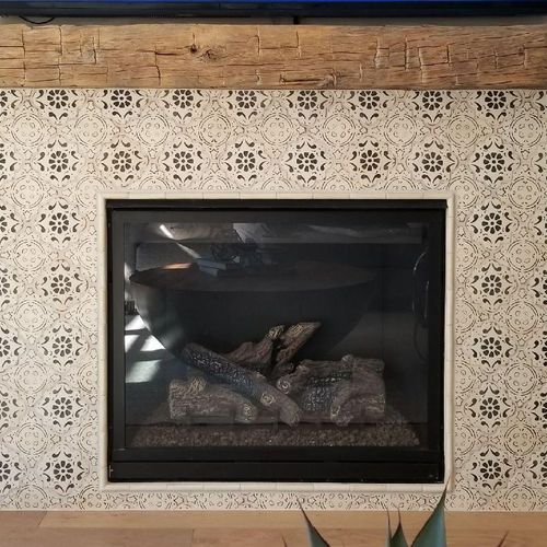 A fireplace we re-faced with Tabarka handmade tile