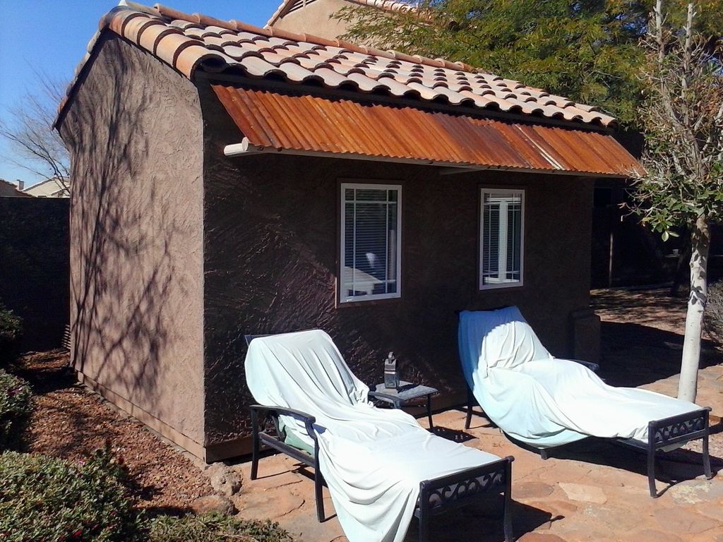 Harley garage & workshop addition next to pool