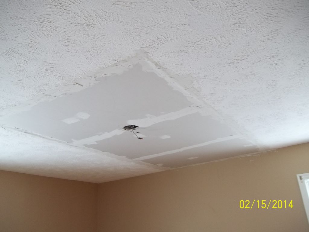 Repaired line and replaced drywall. Taped and mudd