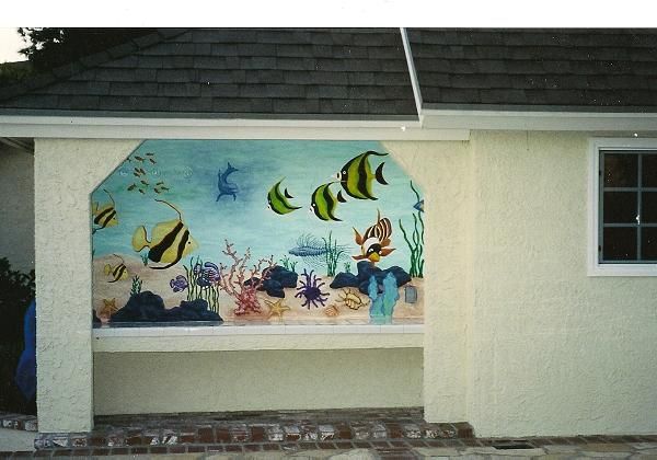 Exterior Underwater Ocean Mural. Exterior Poolside