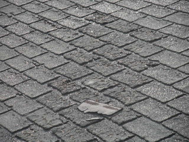 Deteriorated roof shingles