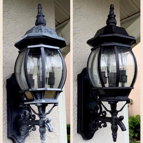 Before and after outdoor lighting painted