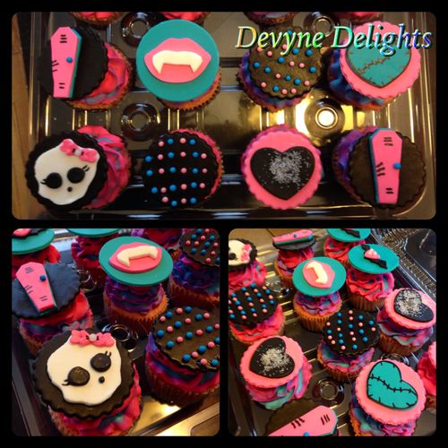 Monster High cupcake toppers for 8th birthday part