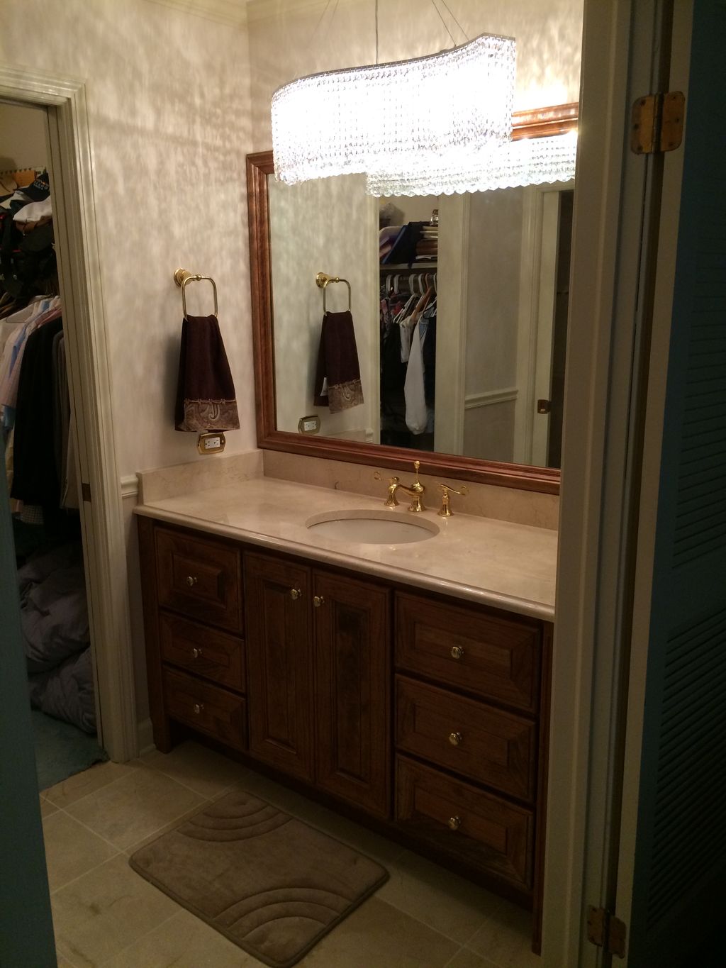 Custom built cherry vanity & mirror frame