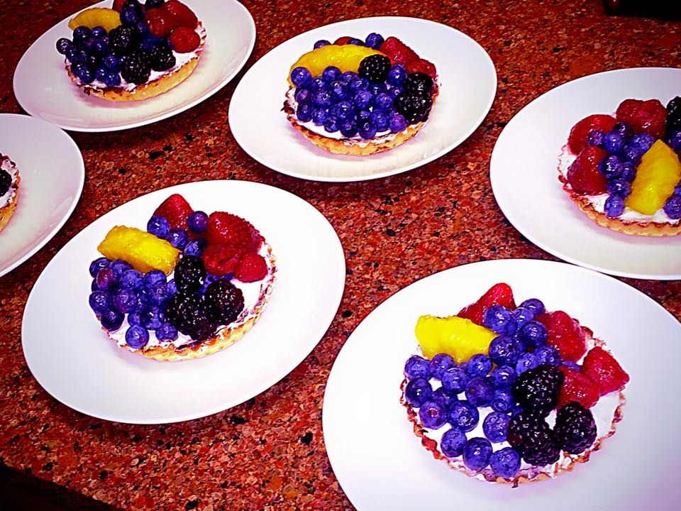 Hazelnut Cream Filled Fruit Tarts.