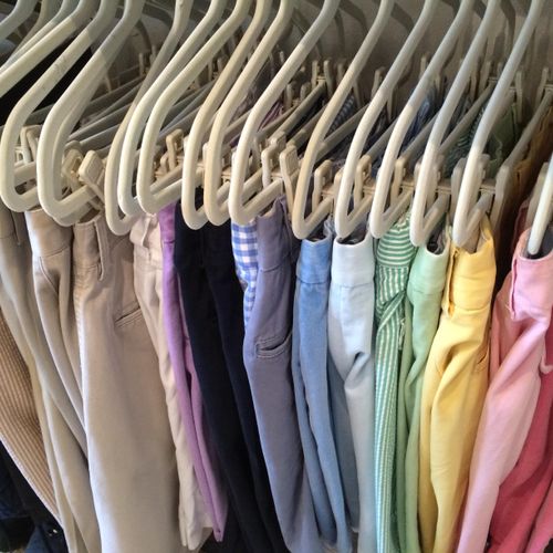 I like to color coordinate my client's  closets.