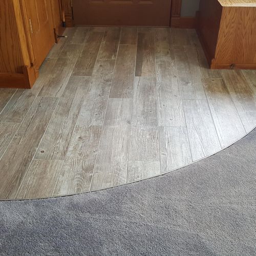 ceramic tile plank and carpet install