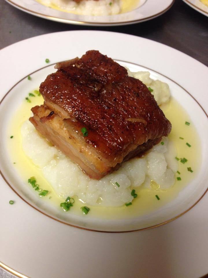 Maple Glazed Pork Belly over Truffled Cauliflower 