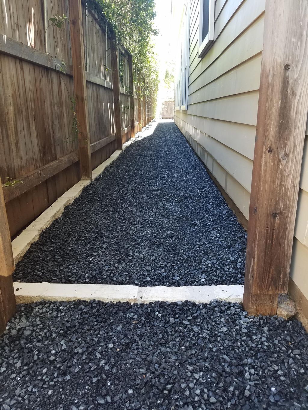 Mueller side yard gravel, limestone and undergroun