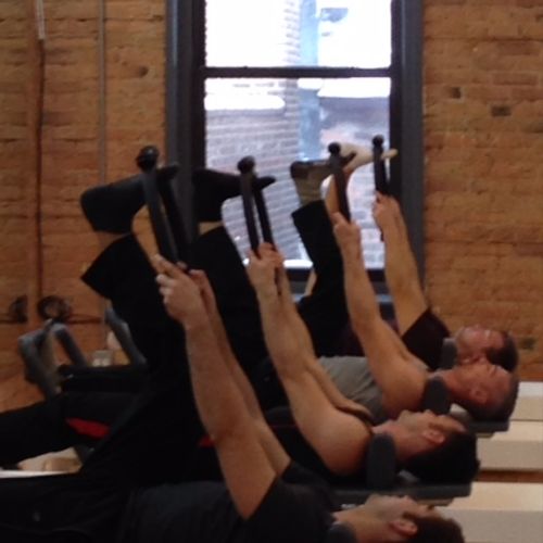 My male dominated Pilates Group Equipment class