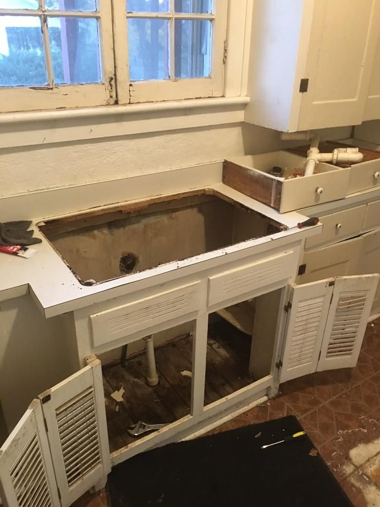 Getting ready for new sink and faucets.