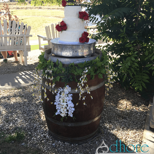 Wedding cake on a wine barrel