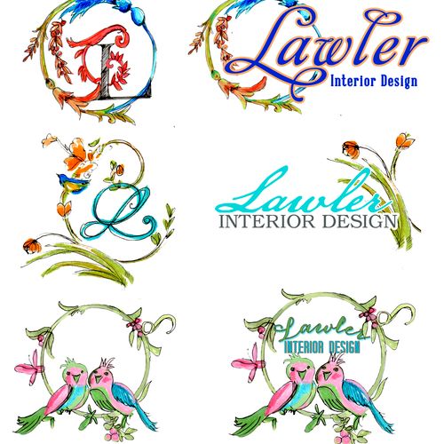 Illustrated logo designs for an interior design fi