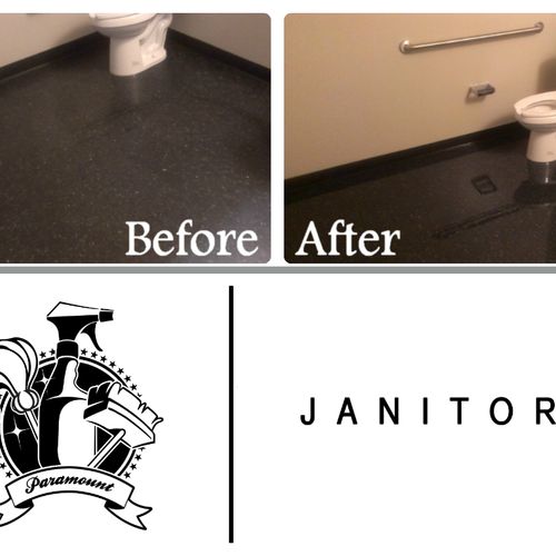 Floor Waxing, Before and After picture of our serv