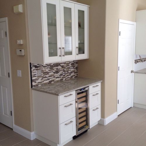 Cabinet installation and tile installation