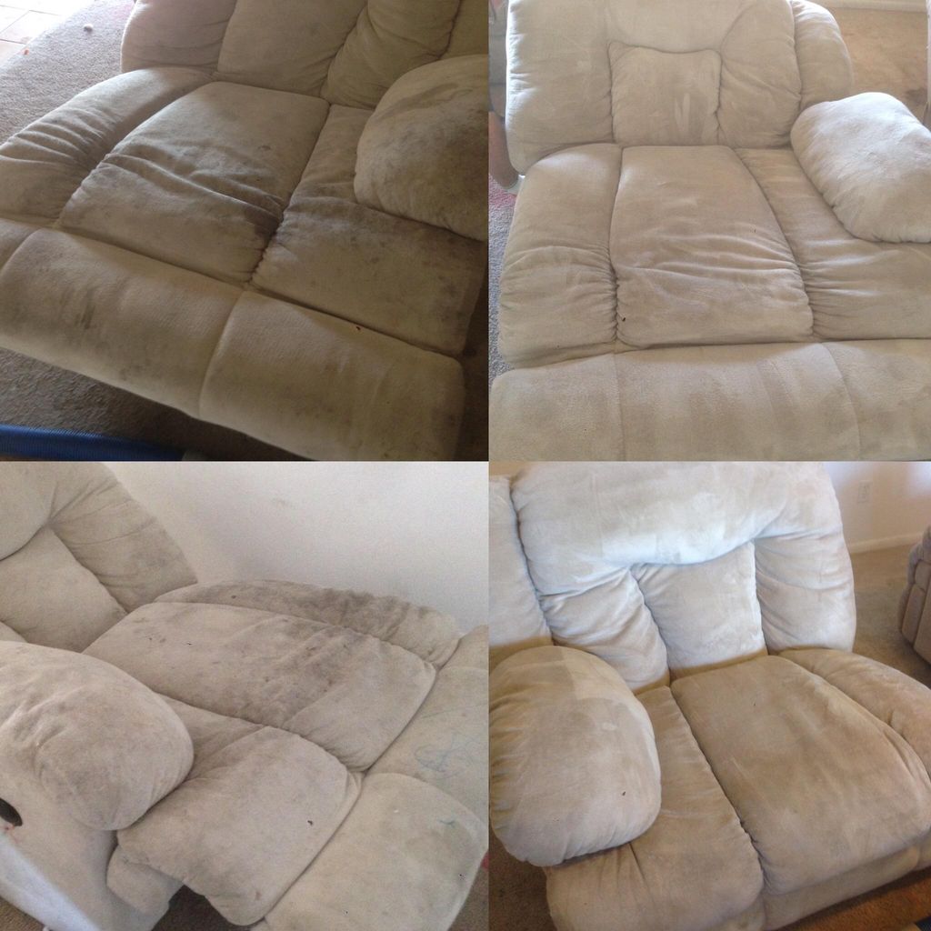 Before and After upholstery cleaning