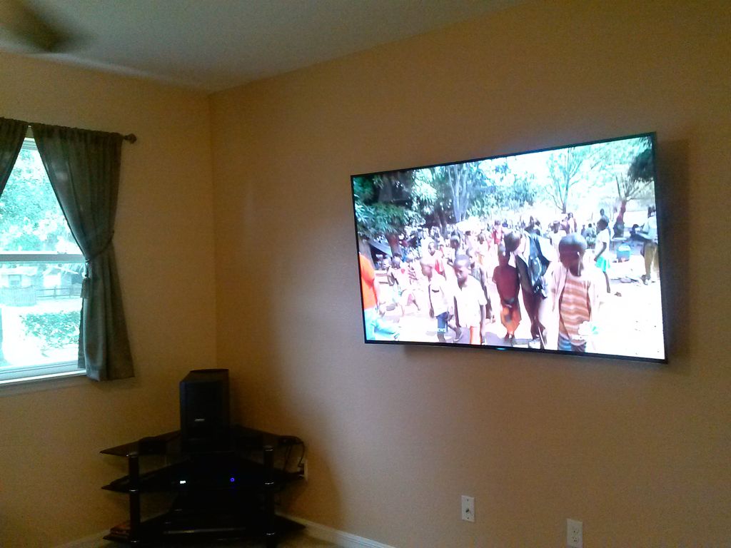 TV Mount with Wires Ran Through Attic to Media in 