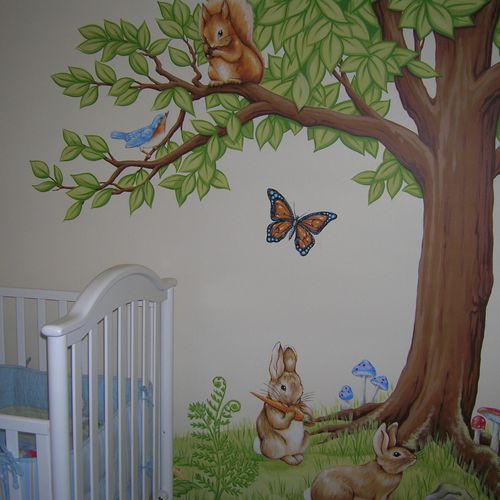 Peter Rabbit nursery mural
