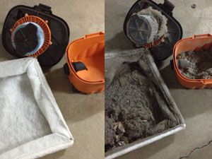 Before and After of Vacuum used to clean air ducts