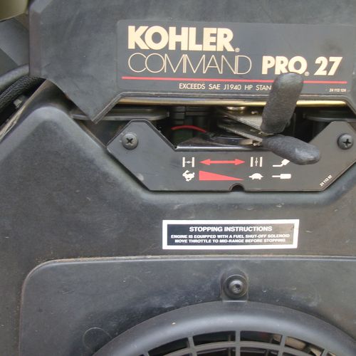 The 27 Horse powered Kohler engine with incredible