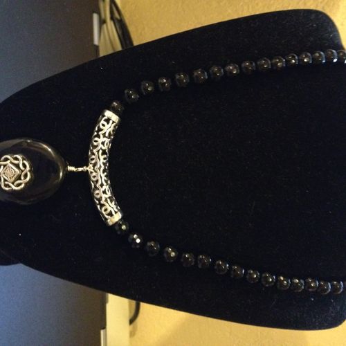 Black Onyx/Puter slide drop necklace