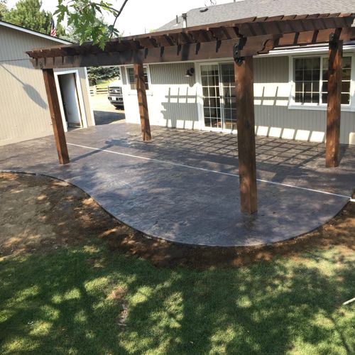 Pergola and stamped cement