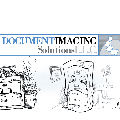 Document Imaging Solutions logo, character illustr