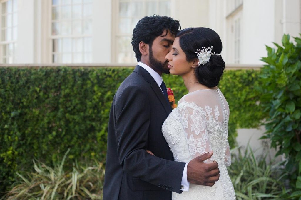 The bride and groom during formal photos.