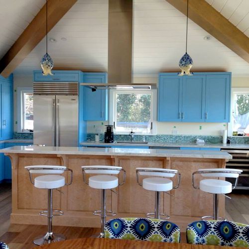 A Blue and Birdseye Maple Kitchen