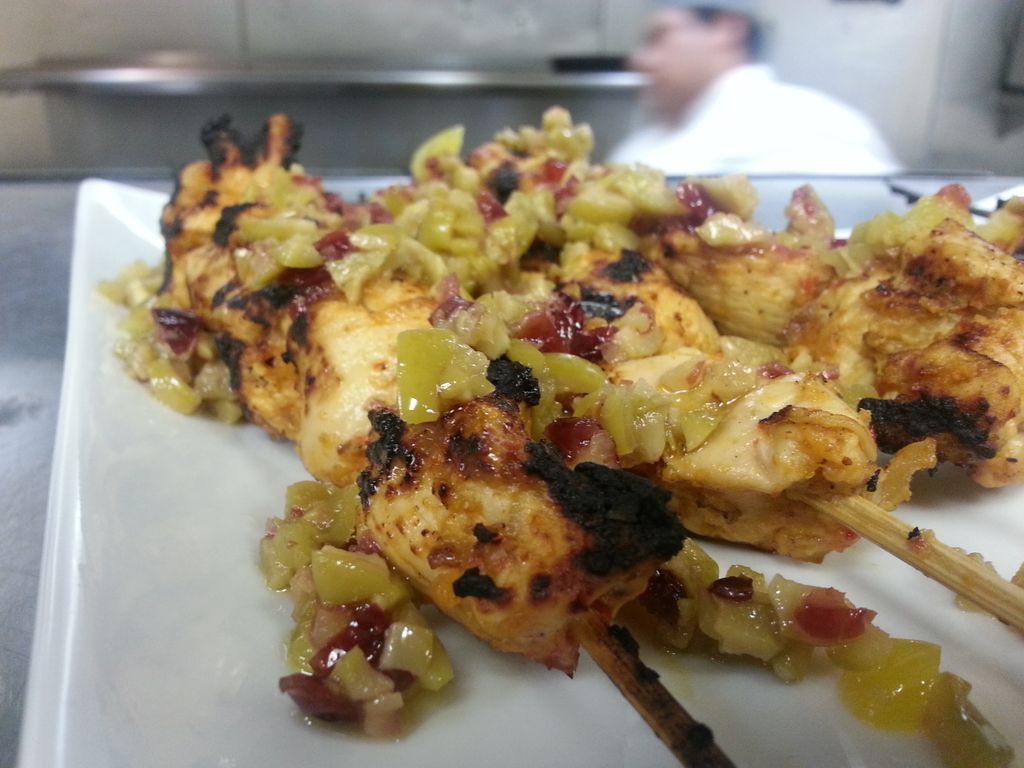 Skewered Chicken with cranberry relish