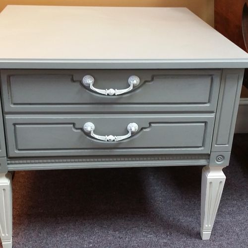 Antique end table painted in chalk paint.