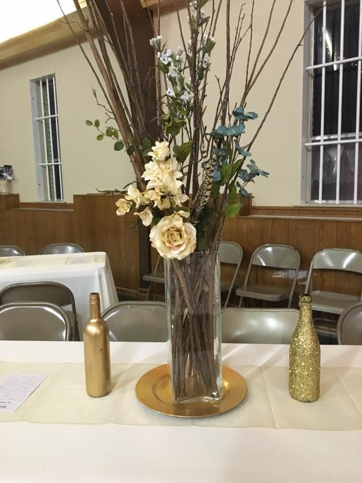 Rustic Theme with Silk Flowers and Live Sticks