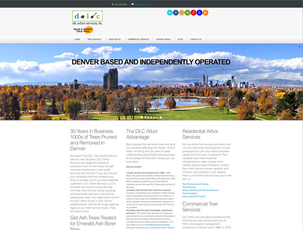 Highly SEOed website for tree service company. Top