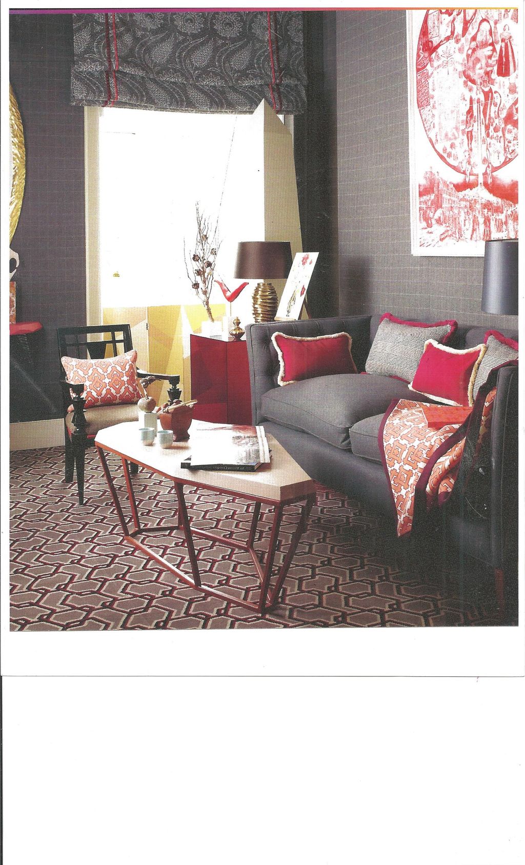 Using red accents makes a gorgeous statement. Fun 