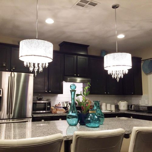 We installed these gorgeous chandeliers for our cl