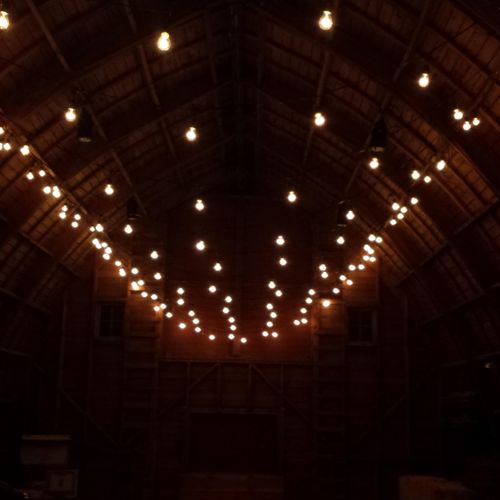 String Lighting in the historic barn at Spring Cre