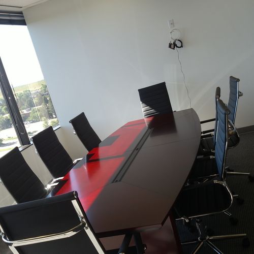 Conference table and office chairs.